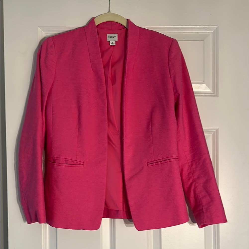 EUC J. Crew Pink Blazer Collarless  Open Front